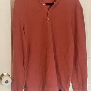 Faherty Coral Henley Shirt Waffle Feel M Vintage